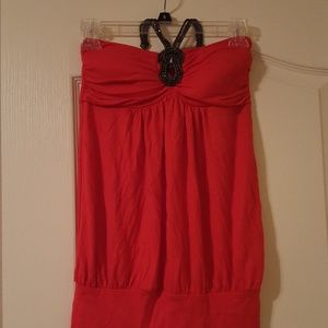 Dressy coral halter top